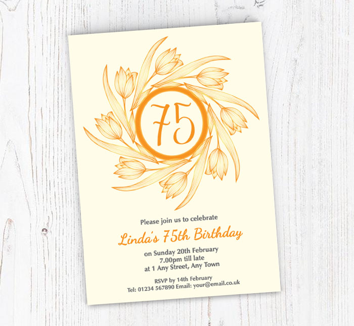 75th tulips party invitations