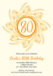 80th tulips party invitations