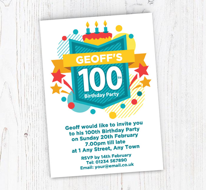 100th celebration party invitations