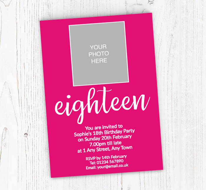 18th photo party invitations