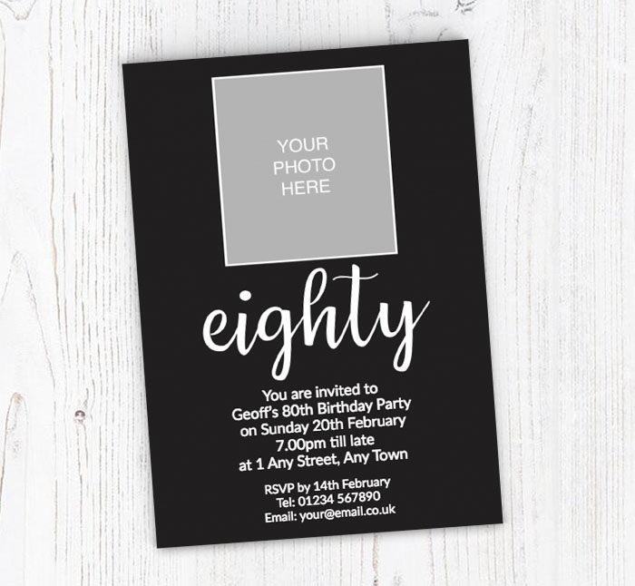 80th photo party invitations