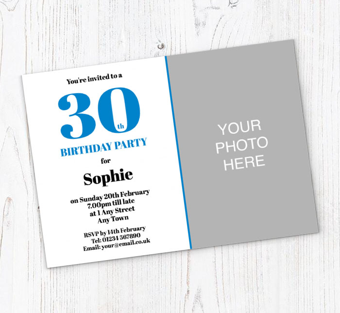 30th photo birthday party invitations