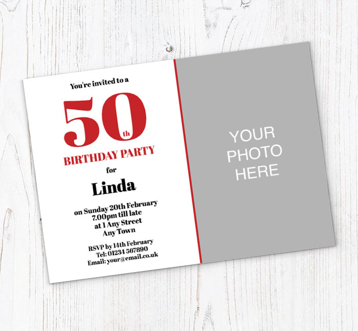 50th photo birthday party invitations