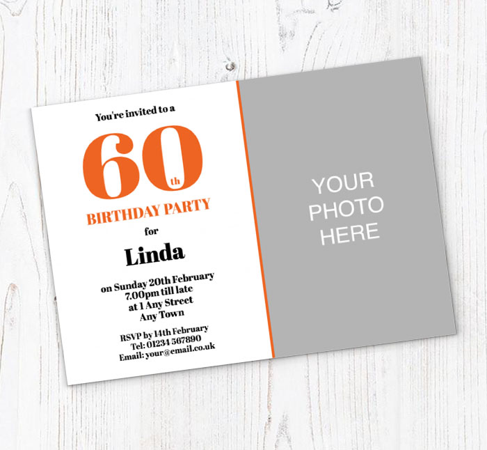 60th photo birthday party invitations