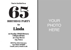 65th photo birthday party invitations