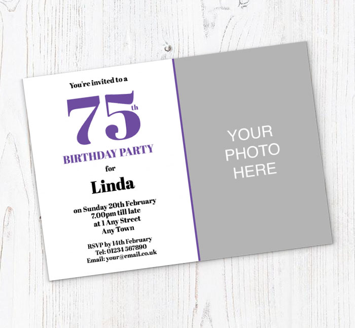75th photo birthday party invitations