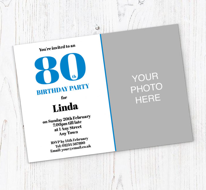 80th photo birthday party invitations
