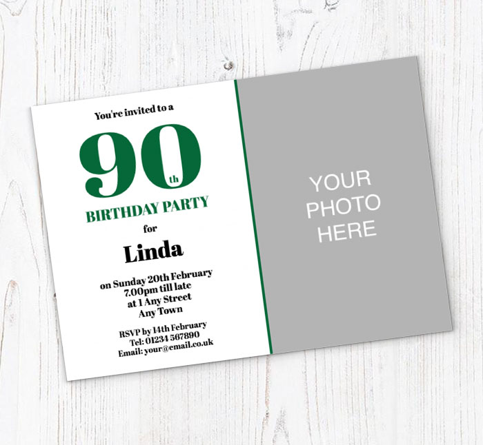 90th photo birthday party invitations