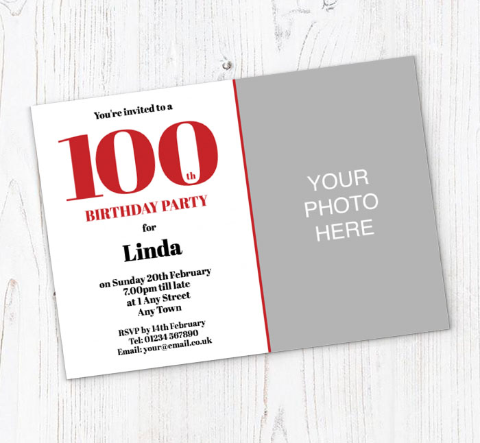 100th photo birthday party invitations