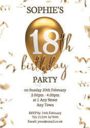 18th gold balloon party invitations
