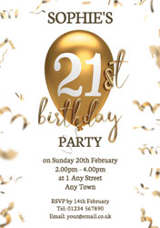 21st gold balloon party invitations