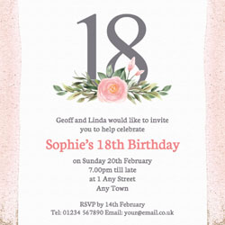 pink 18th square party invitations