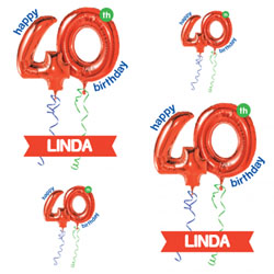 40th red balloon wrapping paper