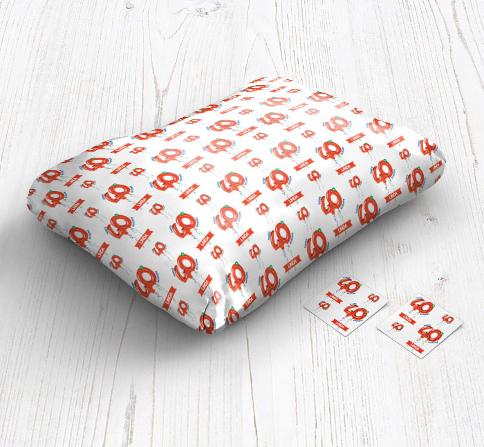 40th red balloon wrapping paper