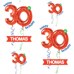 30th red balloon wrapping paper