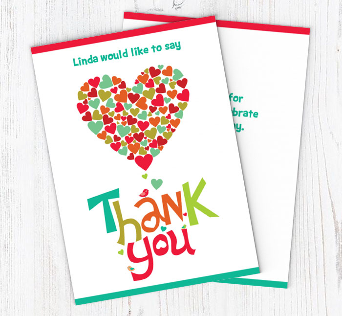 hearts thank you cards