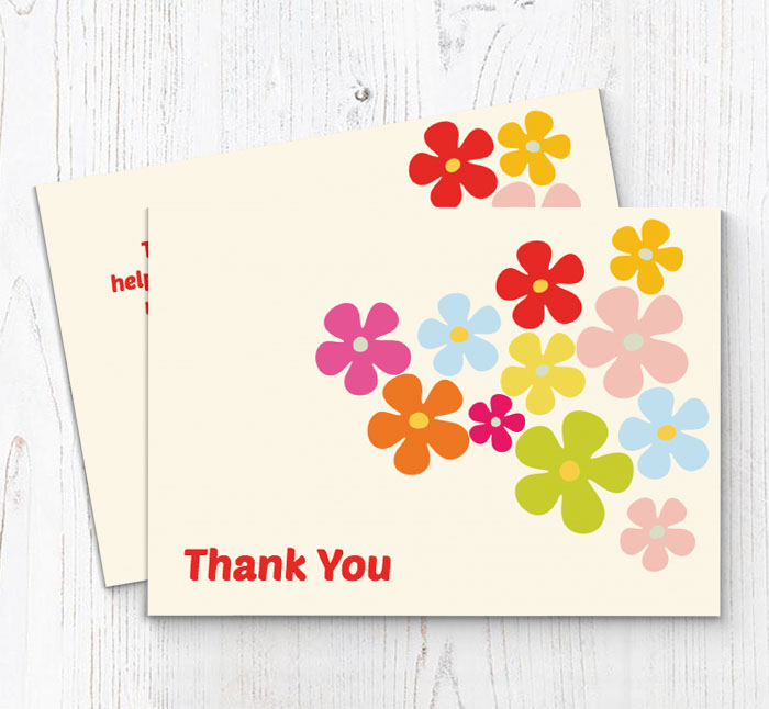 floral cream thank you cards