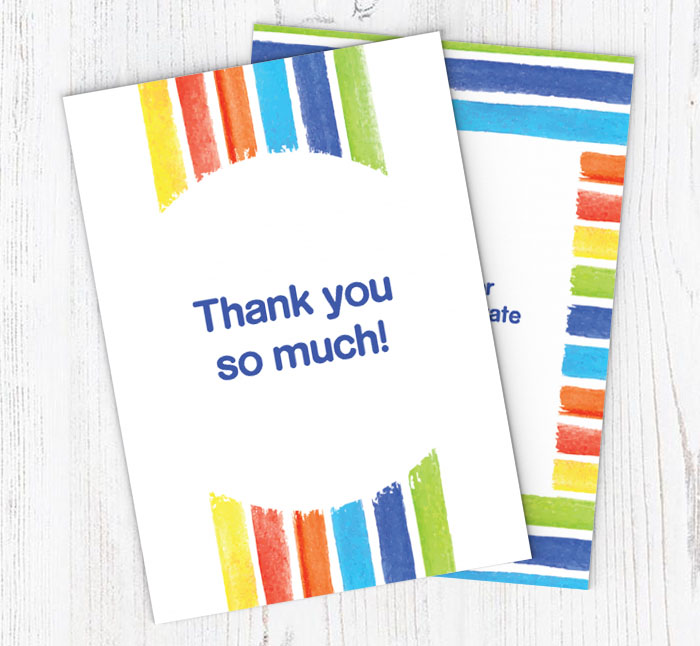 watercolour stripes thank you cards