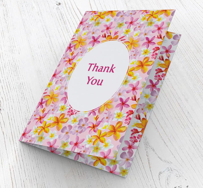 pink flowers thank you cards