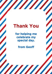 red and blue striped thank you cards