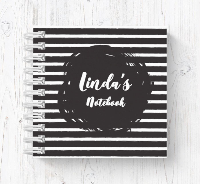 black striped mini notebook