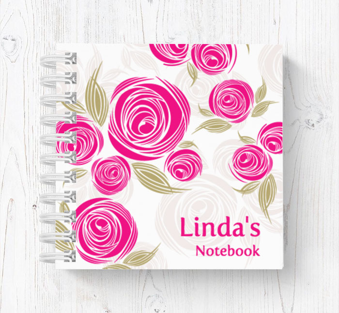 pink flowers mini notebook