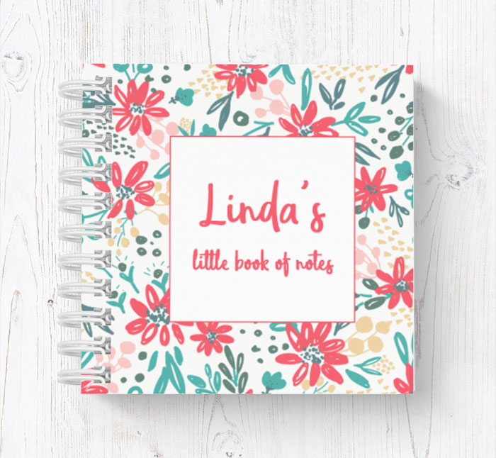 red flowers mini notebook