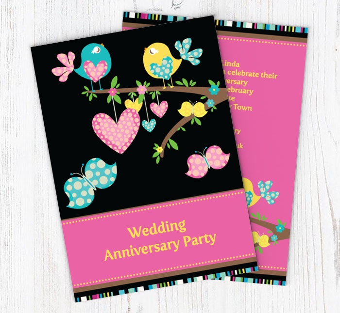 singing birds anniversary invitations