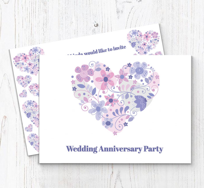 flowery heart invitations