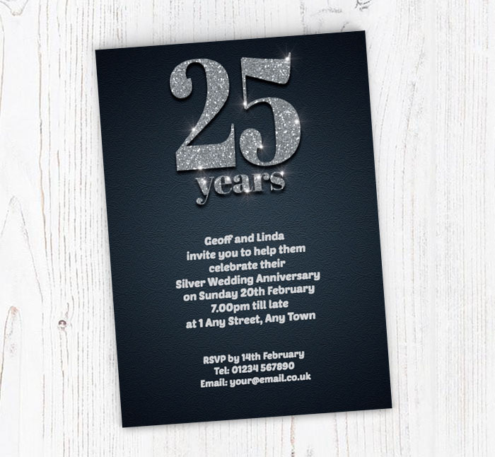 25th sparkle anniversary invitations