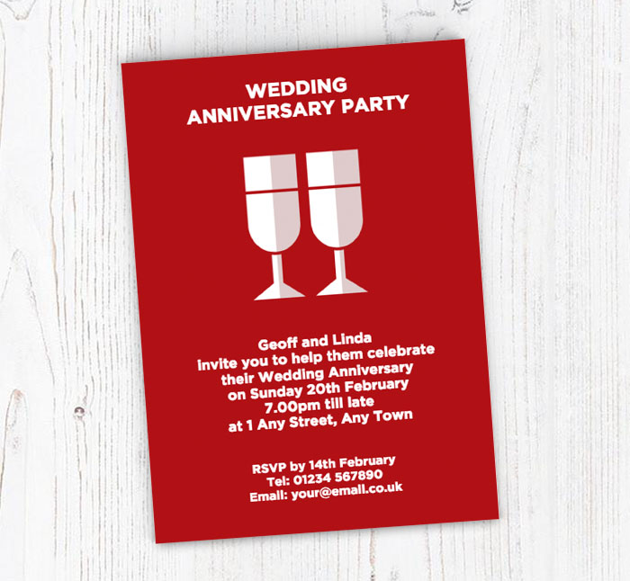 two flutes anniversary invitations