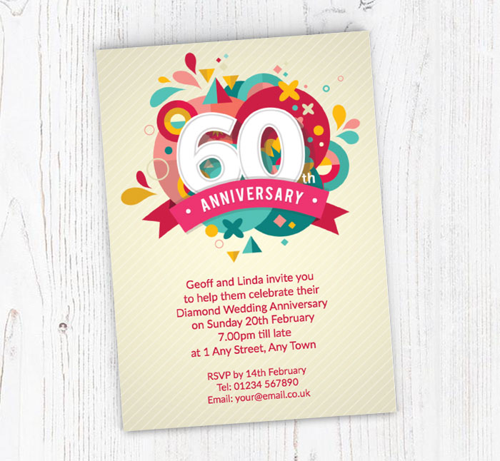 60th abstract anniversary invitations