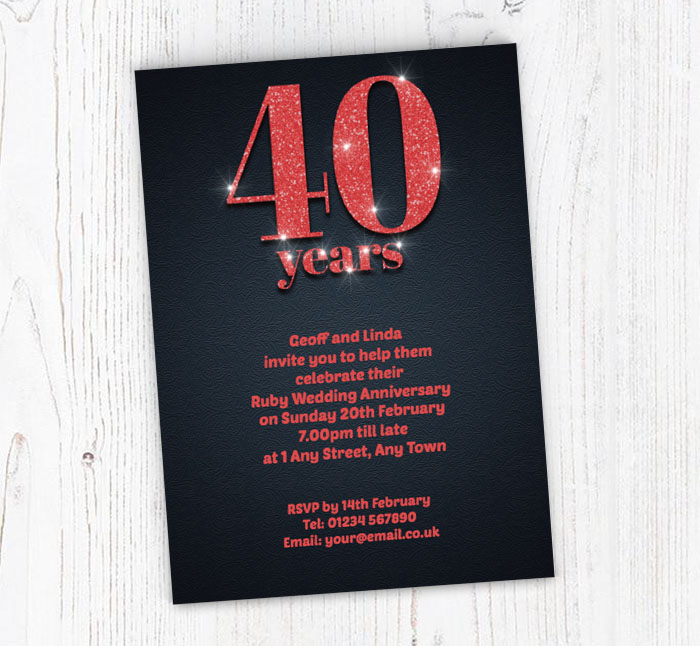 40th sparkle anniversary invitations