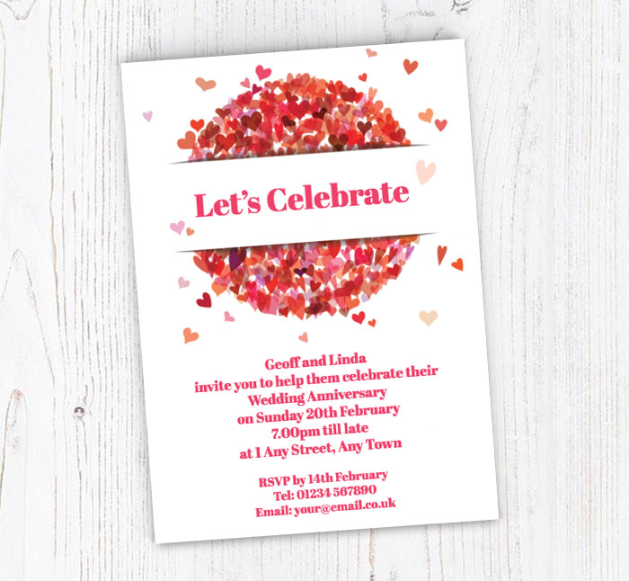 red heart circle invitations