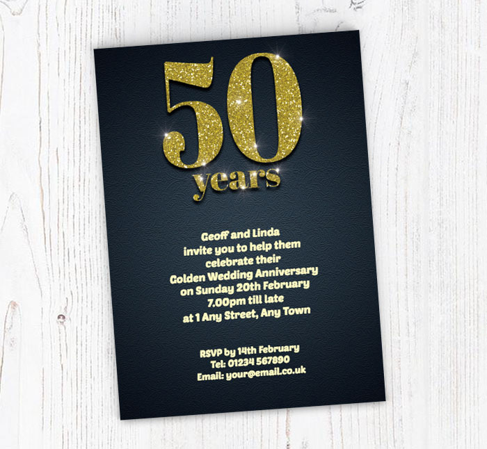 50th sparkle anniversary invitations