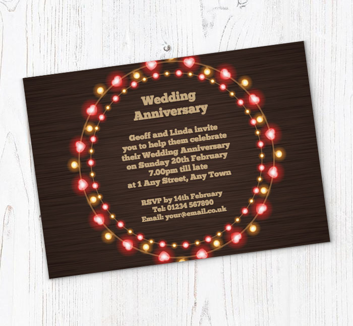 fairy lights anniversary invitations