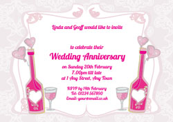 pink bottles anniversary invitations