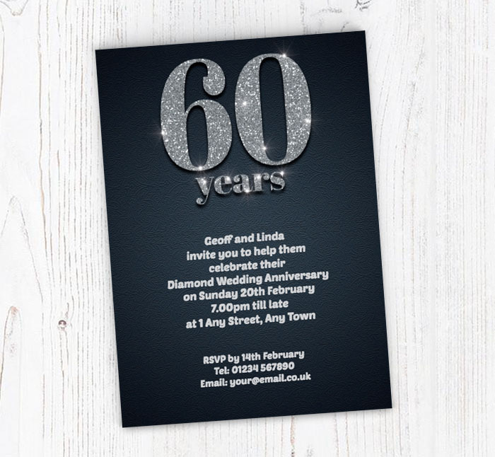 60th sparkle anniversary invitations