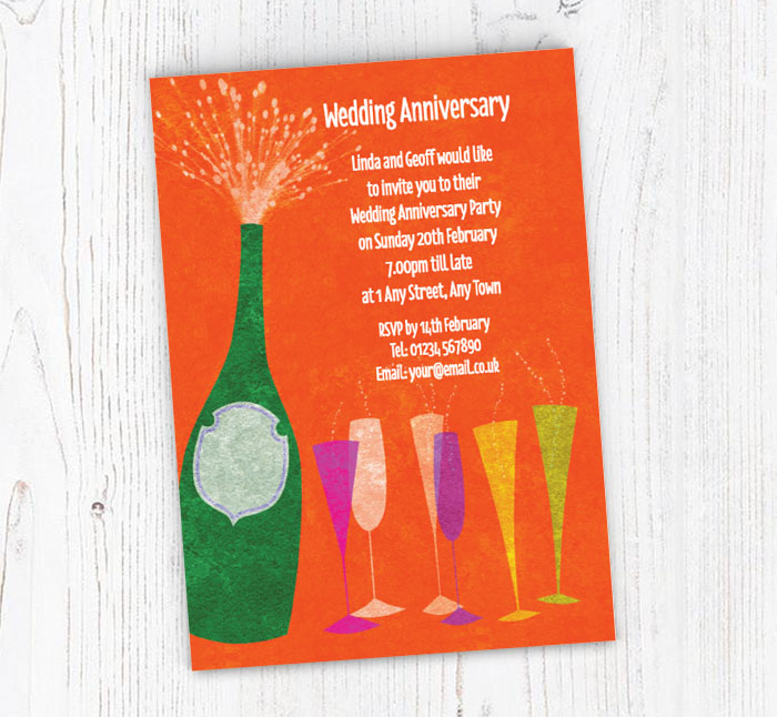 orange champagne invitations