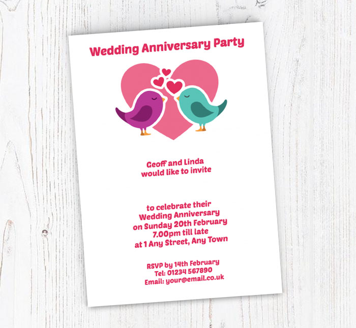 love birds anniversary invitations