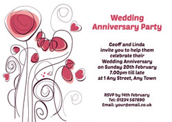 floral sketch anniversary invitations