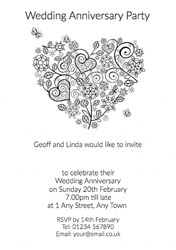 black and white heart invitations