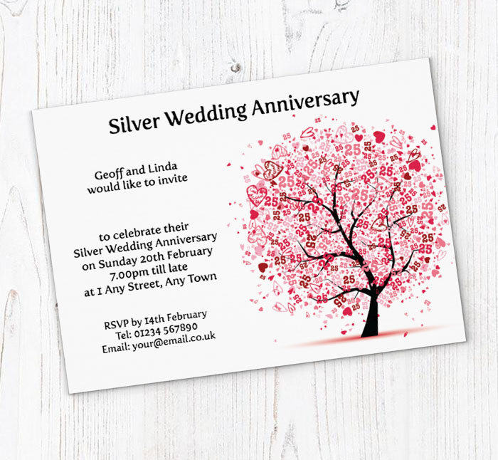 25th tree anniversary invitations