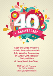 40th abstract anniversary invitations