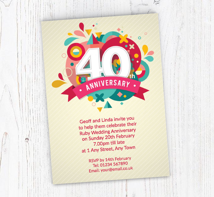 40th abstract anniversary invitations