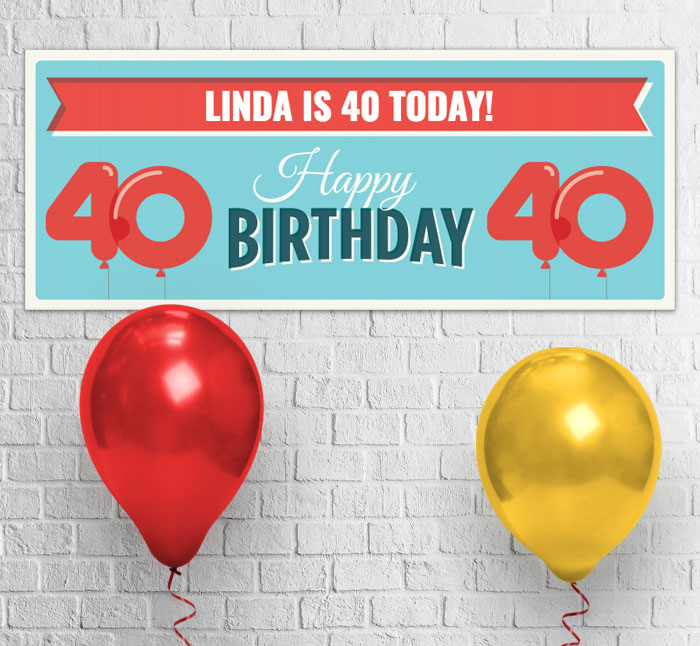 40th balloons party banner