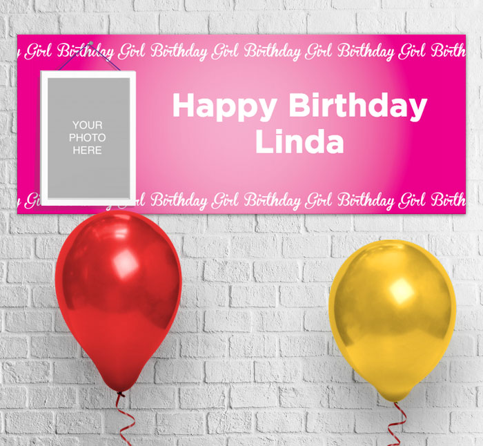 birthday girl photo upload party banner