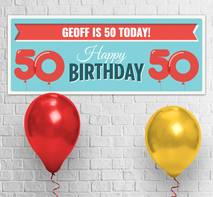 50th balloons party banner