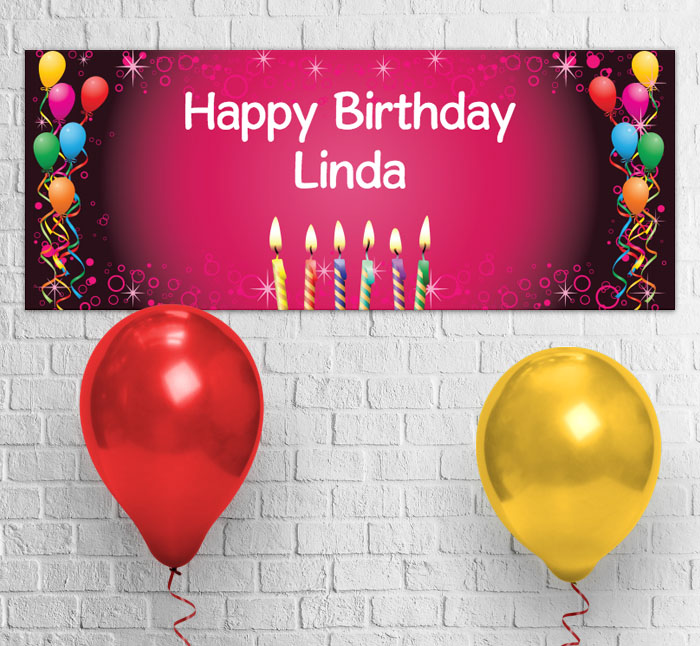 candles and balloons party banner