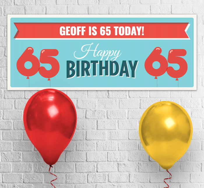 65th balloons party banner